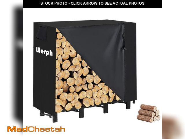 Lot 74-14306636 - Werph 4FT Firewood Rack Outdoor, Heavy Duty Firewood Storage Rack, Outdoor Firewood Rack with Cover ...