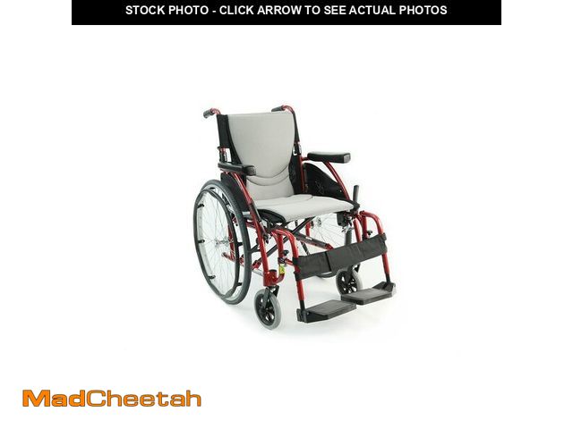 Lot 74-13581194 - Karman Ergonomic Wheelchair in 16" Seat and Quick Release Axles, Red Frame - UNUSED