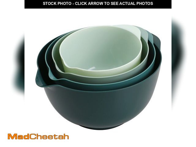 Lot 74-14261679 - BoxedHome Green Ombre Nesting Plastic Mixing Bowl Set With Pour Spout, Microwave and Dishwasher Safe...
