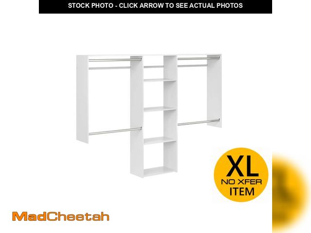 Lot 74-12552603 - Closet Evolution Essential Plus 60 in. W - 96 in. W White Wood Closet System - UNUSED