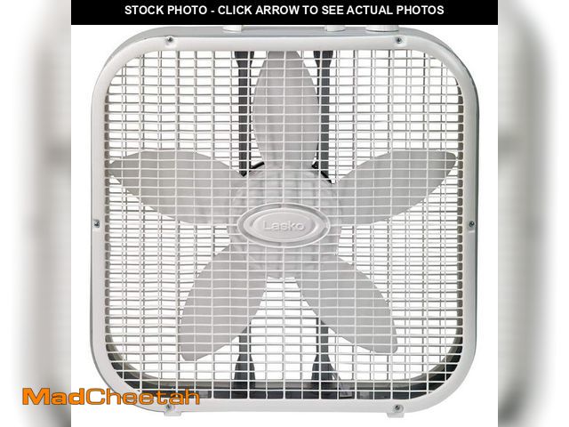 Lot 74-11206422 - Lasko 20 in. 3 Speeds Box Fan in White with Save-Smart Technology for Energy Efficiency, Carry Handl...