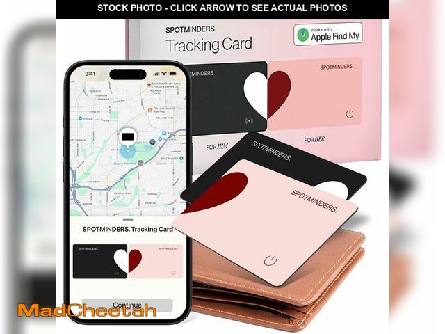 Lot 74-14272604 - SPOTMINDERS Apple MFi Certified Wallet Tracker 2-Pack Black &amp; Pink (iOS Only) Travel Pack for Co...