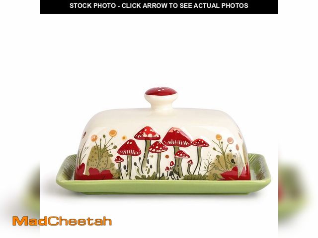 Lot 74-14059566 - Fungi Fun Mushroom Butter Dish With Lid Ã¢â¬â Cute Cottagecore Ceramic Storage Container, Vintage...