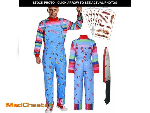 Lot 74-12702864 - LENOAPHYS Ã£â¬Â5 SizesÃ£â¬â Halloween Costume Chucky Costume for Adults Men Outfit Women Long S...