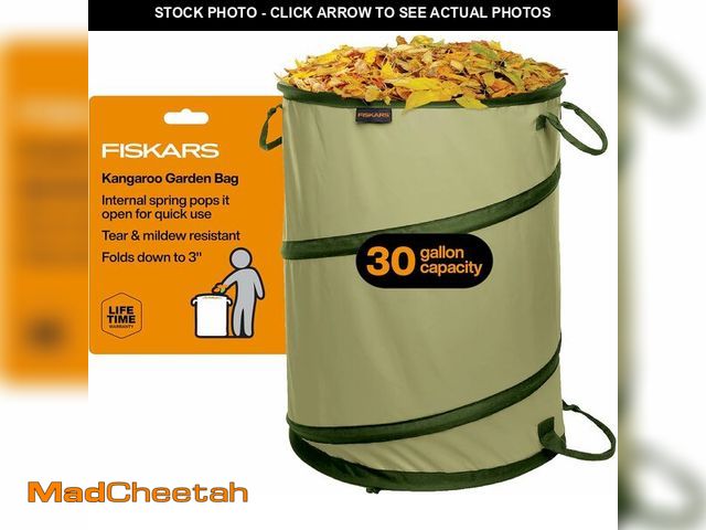 Lot 74-14068053 - Fiskars Kangaroo Collapsible Spring Up Garden Bag for Yard Waste, Grass, Branches &amp; Weeds, Tear ...