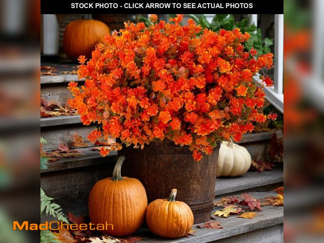 Lot 74-12600585 - AXYLEX Artificial Fall Flowers Outdoor Fake Mums - 12 Bundles Fake Plants UV Resistant No Fade Faux ...