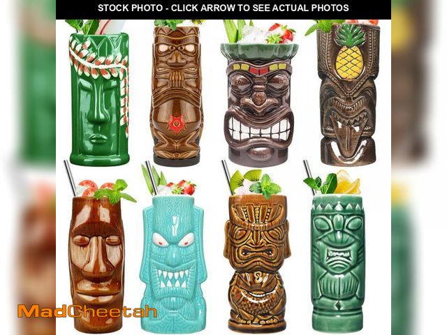 Lot 74-12442871 - SuproBarware Tiki Mugs Set of 8 Ã¢â¬â Ceramic Hawaiian Party Drinkware, Tiki Bar Mugs for Cocktai...