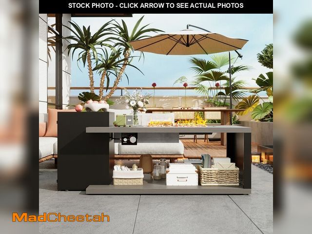 Lot 74-12931429 - Homsee 53 Inch Propane Gas Fire Table Black and White with Hidden Tank Storage and Deodorizing Funct...
