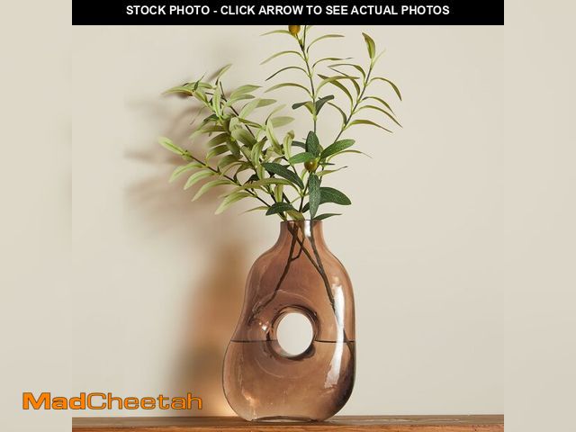 Lot 74-14266386 - DN DECONATION Flower Vase for Kitchen Home Decor, Amber Hollow Glass Vase for Bouquet, Tall Vases fo...