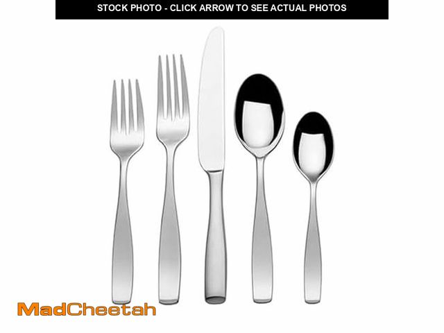 Lot 74-12963105 - Mikasa Satin Loft 65-Piece Flatware Set for 12, 18/10 Stainless Steel Silverware with Forks, Knives,...