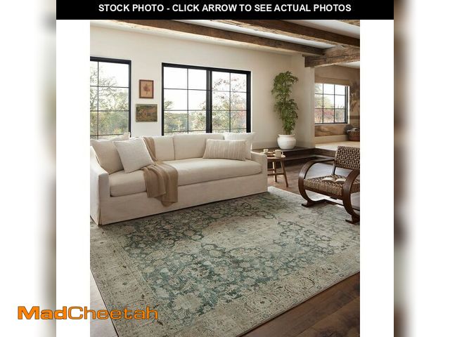 Lot 74-14348872 - Loloi Magnolia Home by Joanna Gaines Sinclair Collection SIN-05 Jade/Sand 2'-0" x 5'-0", .25" Pile H...