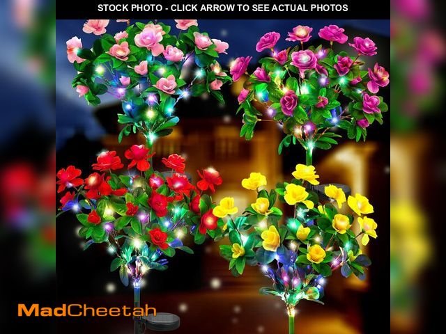 Lot 74-12457448 - Ouddy Decor 4 Pack Solar Garden Lights, Solar Azalea Flowers Lights with 56 Colorful LED Upgrade Wat...