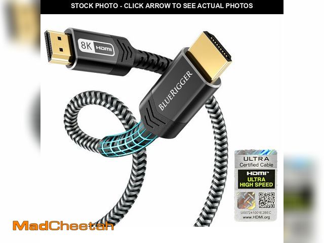 Lot 74-14145405 - BlueRigger 10K 8K Certified HDMI 2.1 Cable 48Gbps (10FT, 8K 60Hz, 4K 120Hz, eARC, HDR10 VRR HDCP 2.3...