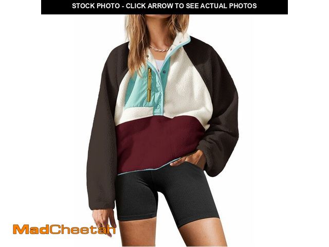 Lot 74-12719120 - Yanekop Womens Fuzzy Fleece Pullover Sherpa Sweatshirt Long Sleeve Button Down Sweater Winter Fleece...