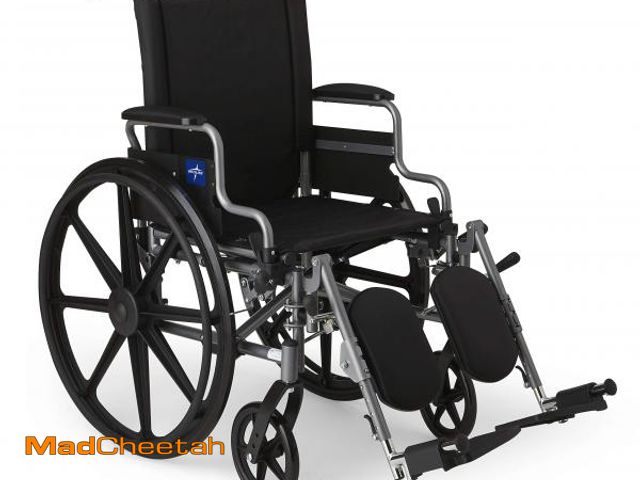 Lot 74-12429972 - Medline Lightweight Wheelchair for Adults With Swing-Back, Desk-Length Arms, Elevating Leg Rests; 18...