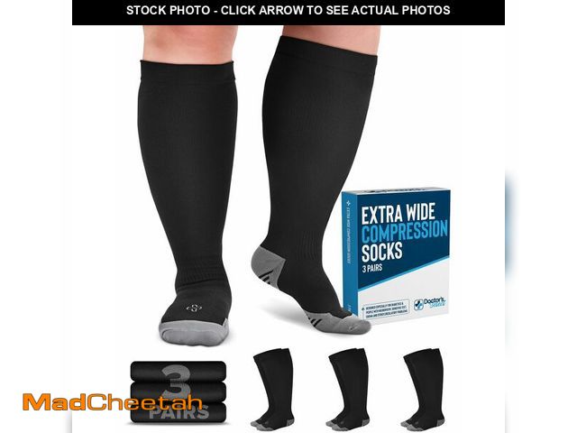 Lot 74-14207954 - Doctor's SelectÃÂ® 3 Pairs Plus Size Compression Socks Wide Calf - Up to 6XL | 20-30 mmHg Compressi...