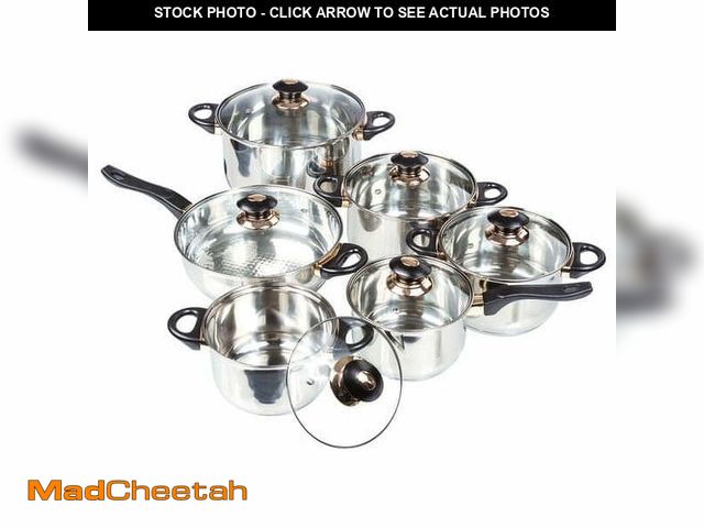 Lot 74-13055713 - 12 Piece Stainless Steel Pots with Covers - UNUSED