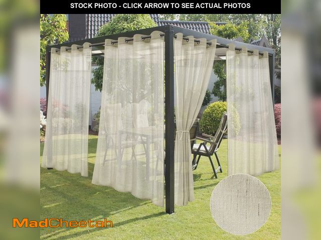 Lot 74-14209593 - HolidayIdeas 4 Panels Outdoor Sheer Curtains for Patio Waterproof-Natural Linen Semi Voile Indoor Sh...