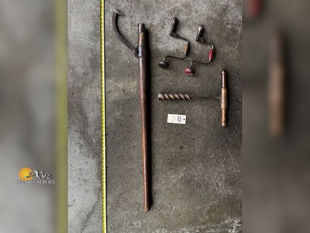 Lot 83-2237 - Three Antique Drills and Log Roller