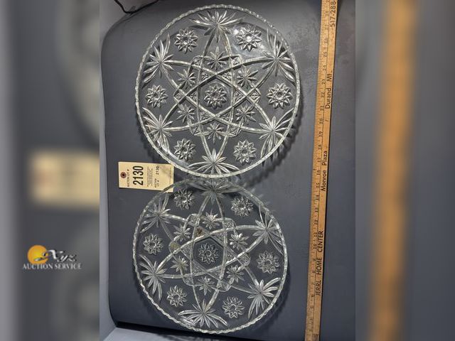 Lot 83-2130 - Two Vintage Anchor Hocking Star of David Glass Platters