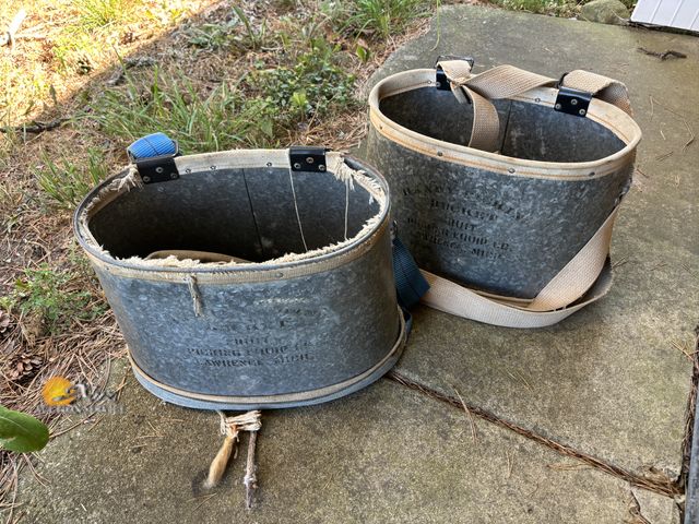 Lot 83-1023 - Two Galvanized Orchard Fruit Picking Buckets