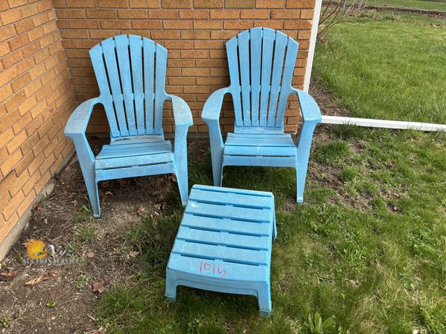 Lot 83-1015 - Two Outdoor Chairs with Ottoman