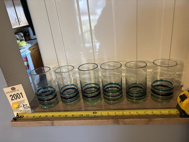 Lot 83-2001 - Set of Six Blue Green Glasses