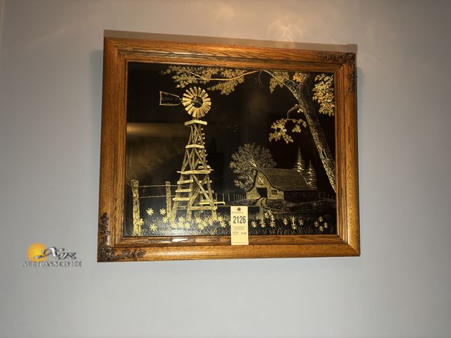 Lot 83-2126 - Les R. Seamster Cabin Etched Gold Art
