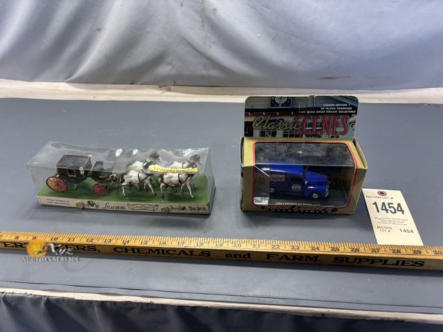 Lot 83-1454 - Vintage 1:43 Scale Horse Drawn Carriage and 1954 Chevrolet Pepsi Die-Cast
