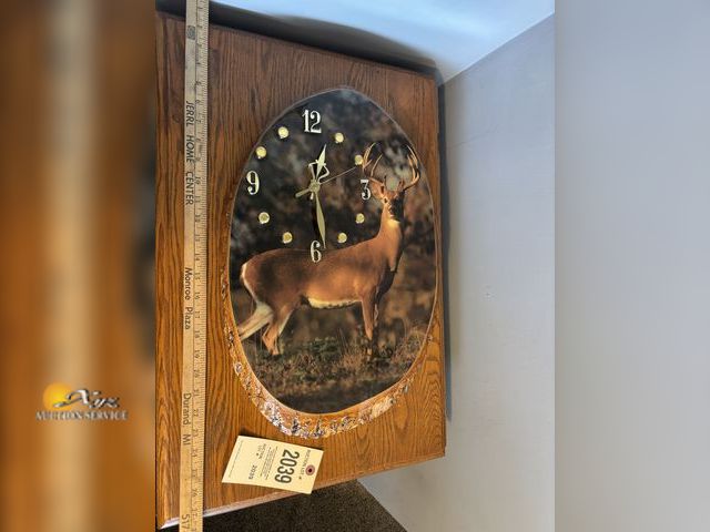 Lot 83-2039 - Wood Framed Deer Wall Clock