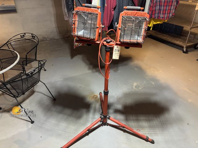 Lot 83-2119 - Power Light Twin Head Work Light on Tripod