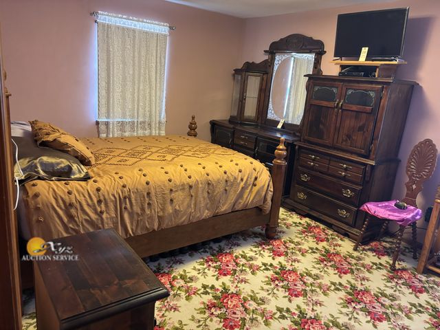 Lot 83-2182 - Bedroom Set Queen Bed and Frame, Vanity with large Mirror with matching Armoire, and Night Stand