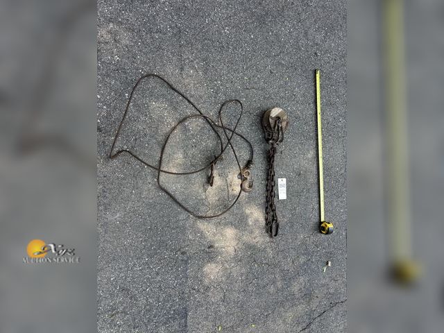 Lot 83-0543 - Wooden Pulley and Cable/Wire with Hooks