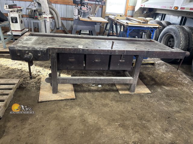 Lot 83-0079 - Wooden Work Bench with Vise