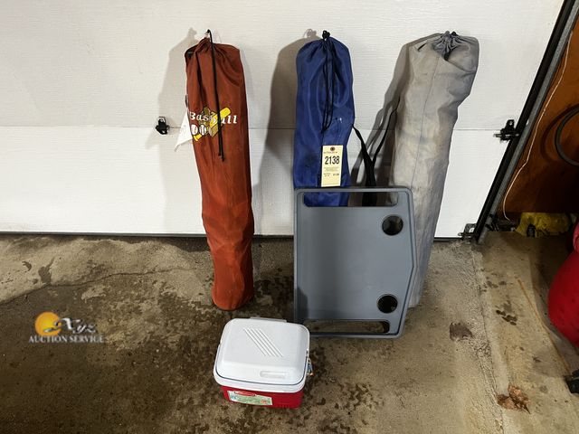 Lot 83-2138 - Three Camping Chairs, One Cooler, and Meal Tray