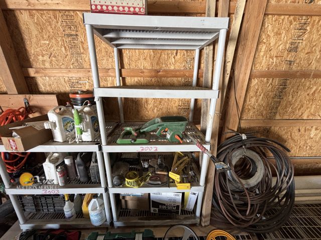 Lot 83-3003 - Three Plastic Shelving with Contents