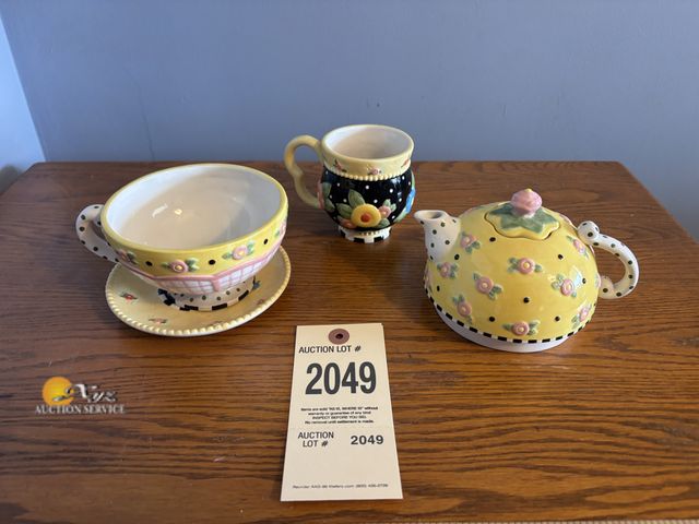 Lot 83-2049 - ME Ink Teapot, Teacup, and Mug