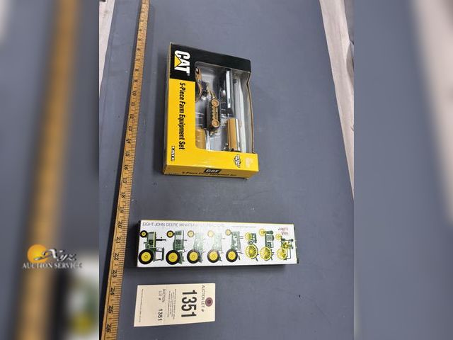 Lot 83-1351 - CAT 5 Piece Farm Equipment Set, John Deere Eight Mini Tractors