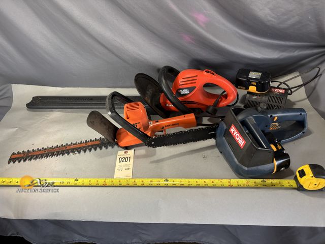 Lot 83-0201 - Two Hedge Trimmers, and Ryobi Chainsaw