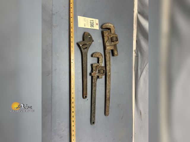 Lot 83-1396 - Pipe Wrench Pair and Crescent Wrench