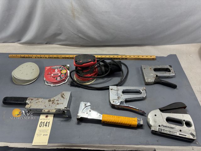 Lot 83-0141 - Lot of Staplers and Craftsman Palm Sander