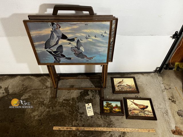 Lot 83-2147 - Dinner Trays and Three Pictures