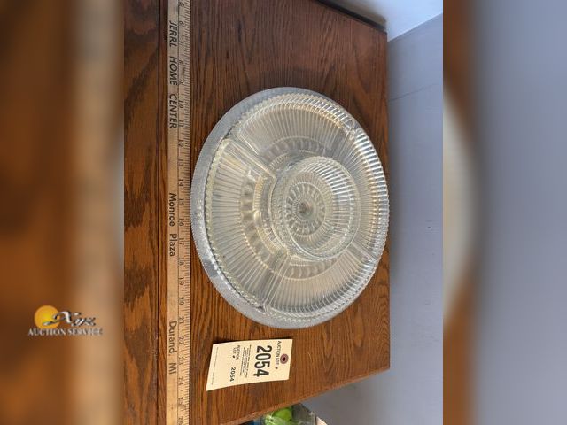 Lot 83-2054 - Raised Lazy Susan Tray with Glass Inserts