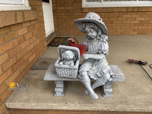 Lot 83-1033 - Decorative Garden Statue of Girl and Dog on Bench