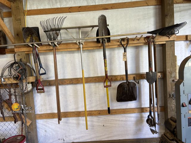 Lot 83-2352 - Lot of Rakes, Brooms, Shovels, and Gardening Tools