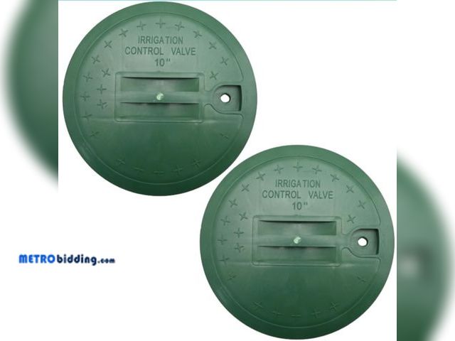 Lot 88-483039 - 2 Pack 10” Universal Sprinkler Valve Round Box Lid, Green Sprinkler Valve Cover, Robust Valve Box Co...