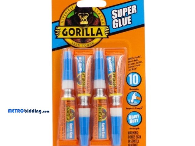 Lot 88-502160 - Gorilla Super Glue, Clear Glue, Four 3 Gram Tubes