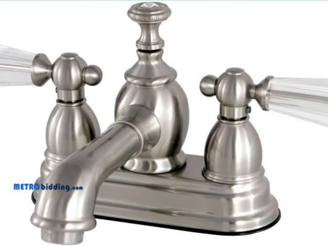 Lot 88-482972 - Kingston Brass KS7008WLL 4" Centerset Lavatory Faucet with Brass Pop-Up, 4-1/2" in Spout Reach, Brus...