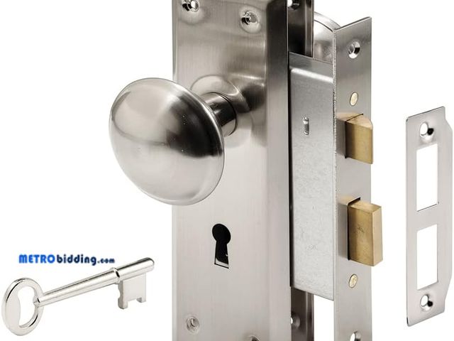 Lot 88-498977 - Prime-Line E 2330 Mortise Keyed Lock Set with Satin Nickel Knob – Perfect for Replacing Broken Antiq...