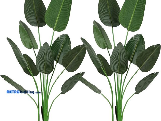 Lot 88-491216 - 2PCS 6ft Artificial Bird of Paradise Tall Silk Palm Tree in Pot Faux Plants Tropical Leaves Banana T...